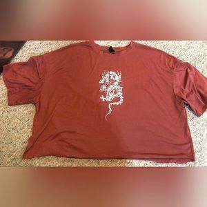 Brick red dragon crop top